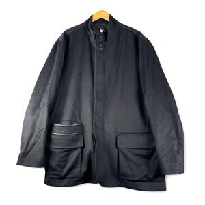 Griffen Mens 100% Cashmere Black Jordan Black Button Zip Jacket Sz XXL